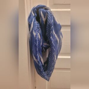 Blue Patterned Lightweight Infinity Scarf